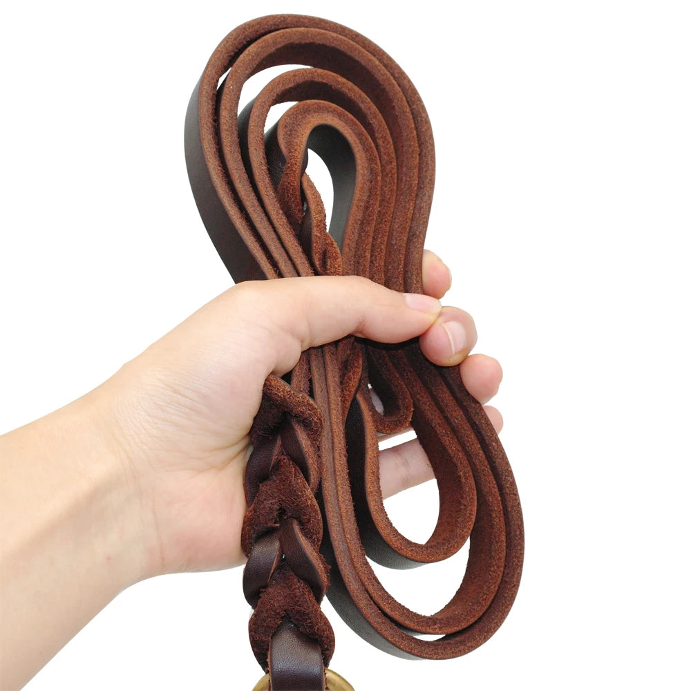 Braided Leather Dog Leash